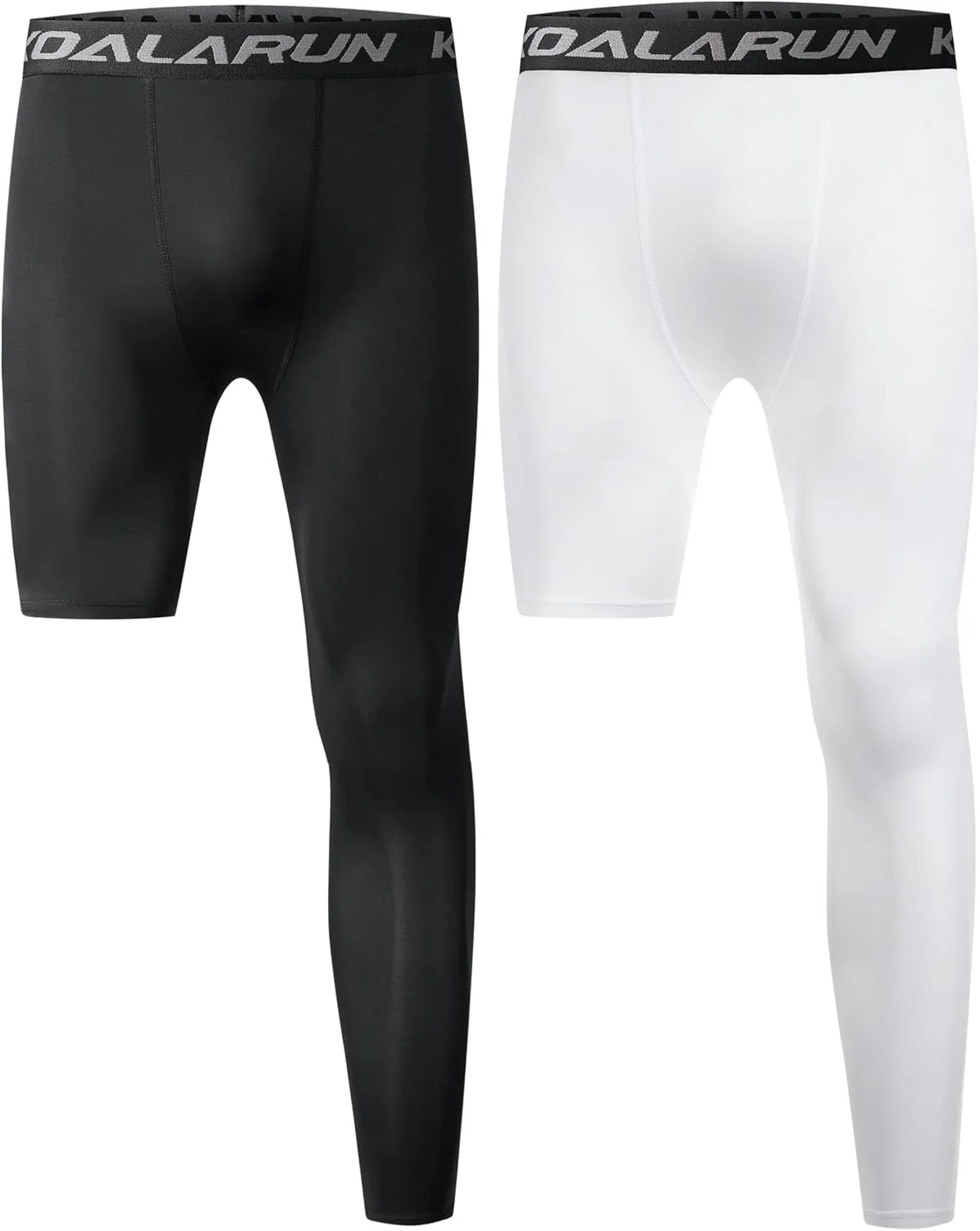 One Leg Compression Tights Full Length for Basketball Single Leg Long Pants Sports Base Layer Leggings 1-2 Pack