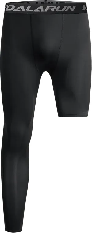 One Leg Compression Tights Full Length for Basketball Single Leg Long Pants Sports Base Layer Leggings 1-2 Pack