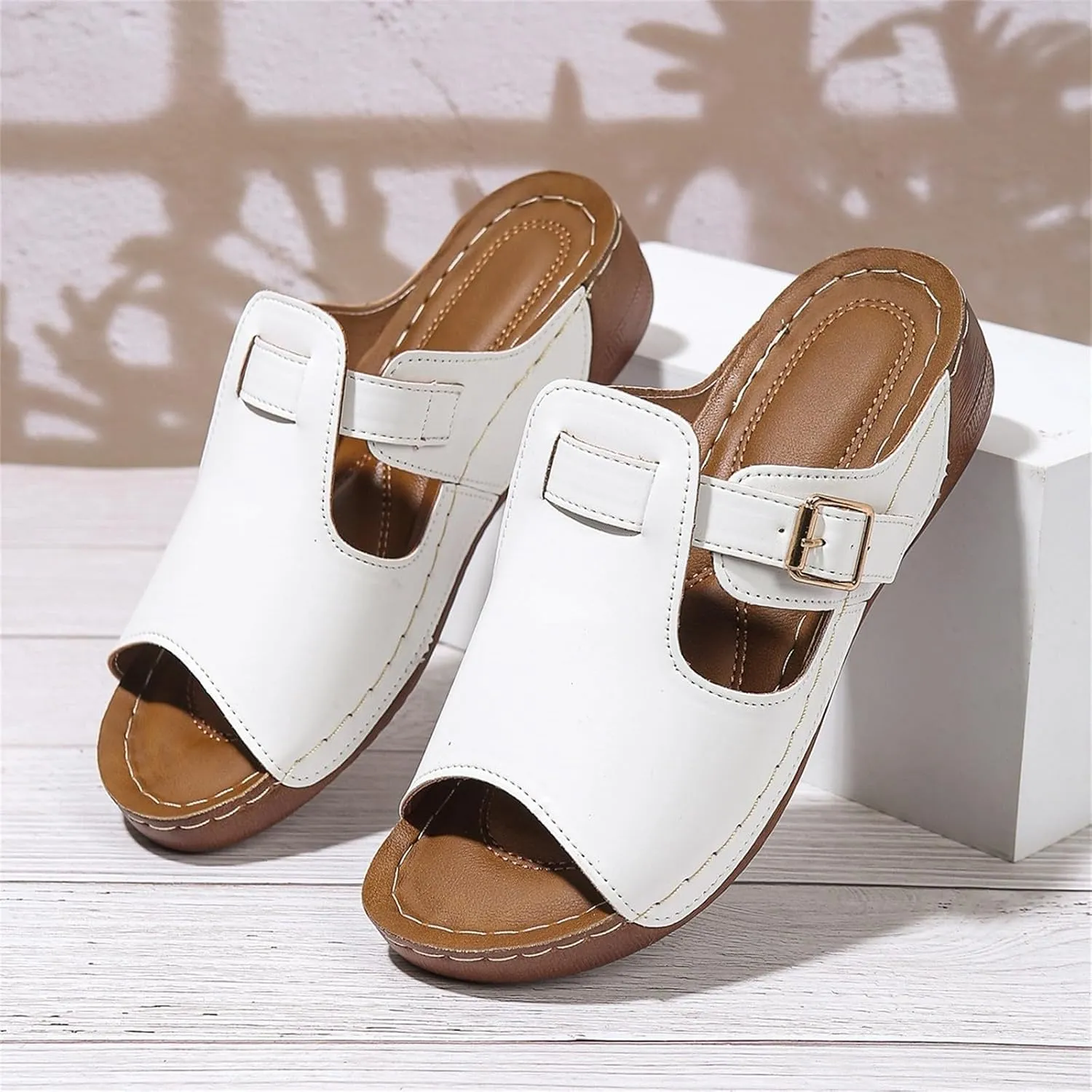Orthopedic Sandals for Women Dressy Casual Walking Sandals Comfortable Lightweight Slippers Comfort Vacation Flats Summer Beach Sandal Outdoor Indoor Slippers with Arch Support