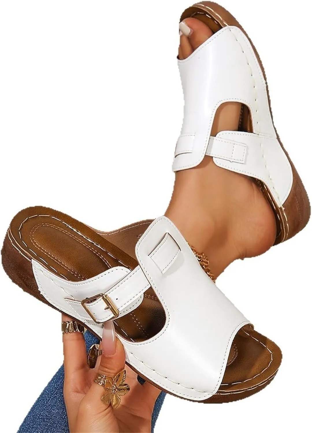 Orthopedic Sandals for Women Dressy Casual Walking Sandals Comfortable Lightweight Slippers Comfort Vacation Flats Summer Beach Sandal Outdoor Indoor Slippers with Arch Support