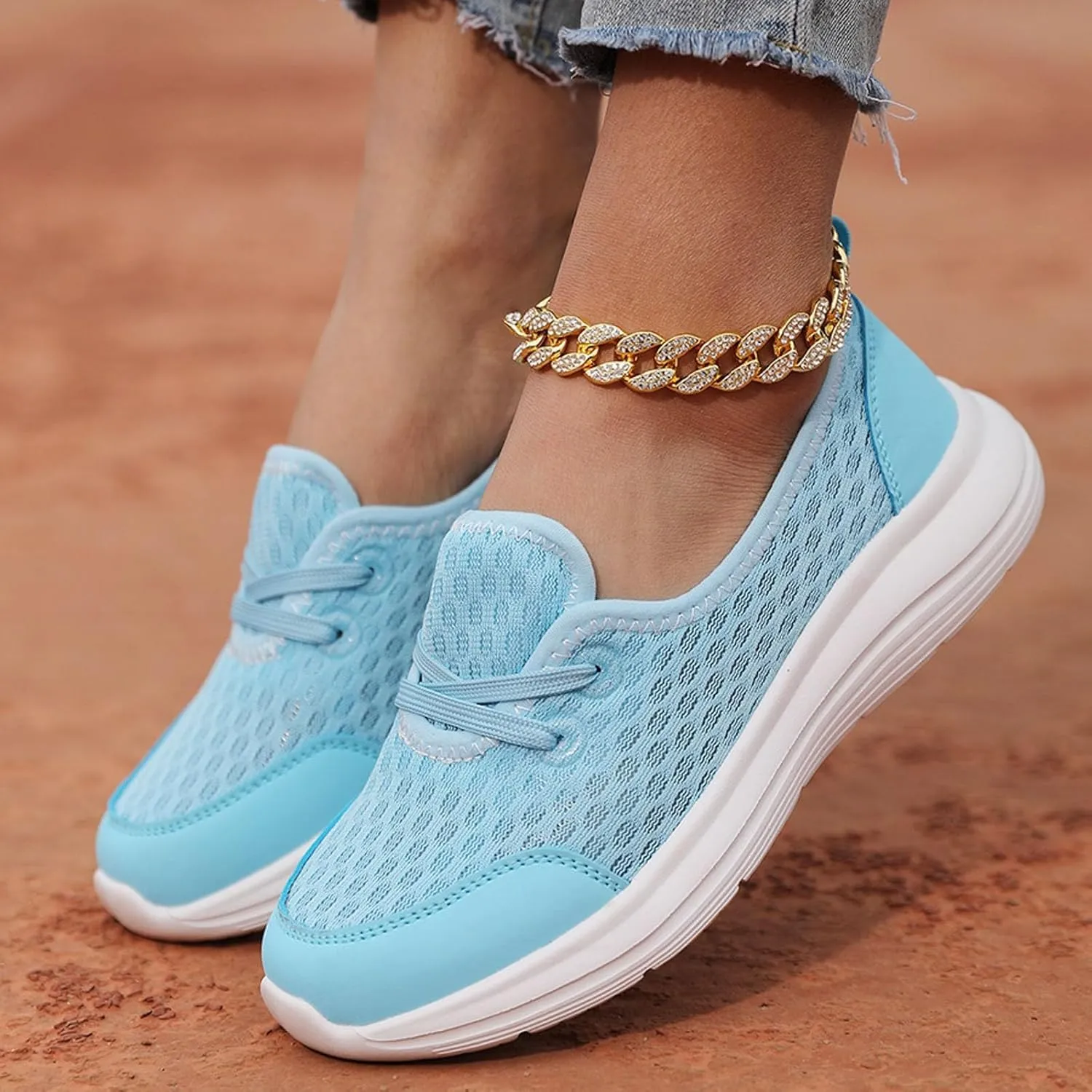 Orthopedic Shoes for Women Wide Width, Women's Casual Lightweight Soft Sole Mesh Comfort Orthopedic Shoes Slip On Non-Slip Walking Shoe Breathable Low Top Sneakers