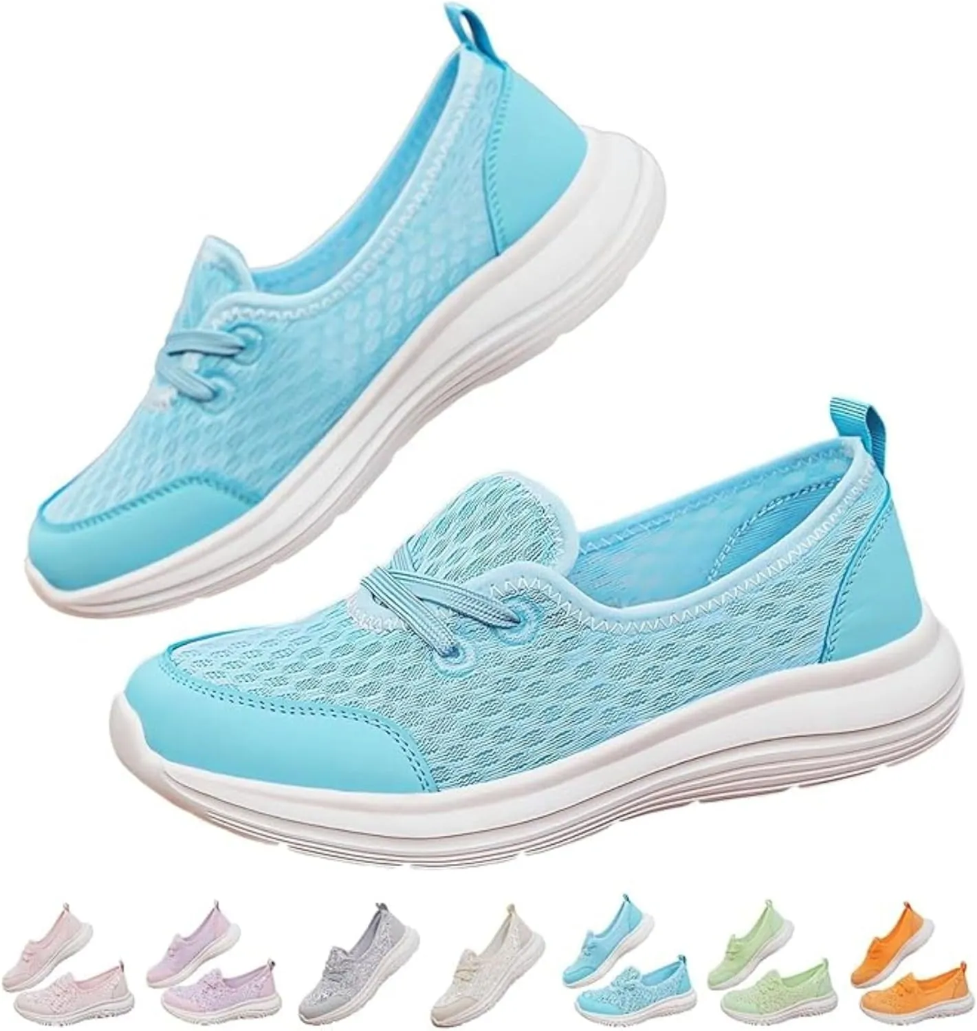 Orthopedic Shoes for Women Wide Width, Women's Casual Lightweight Soft Sole Mesh Comfort Orthopedic Shoes Slip On Non-Slip Walking Shoe Breathable Low Top Sneakers