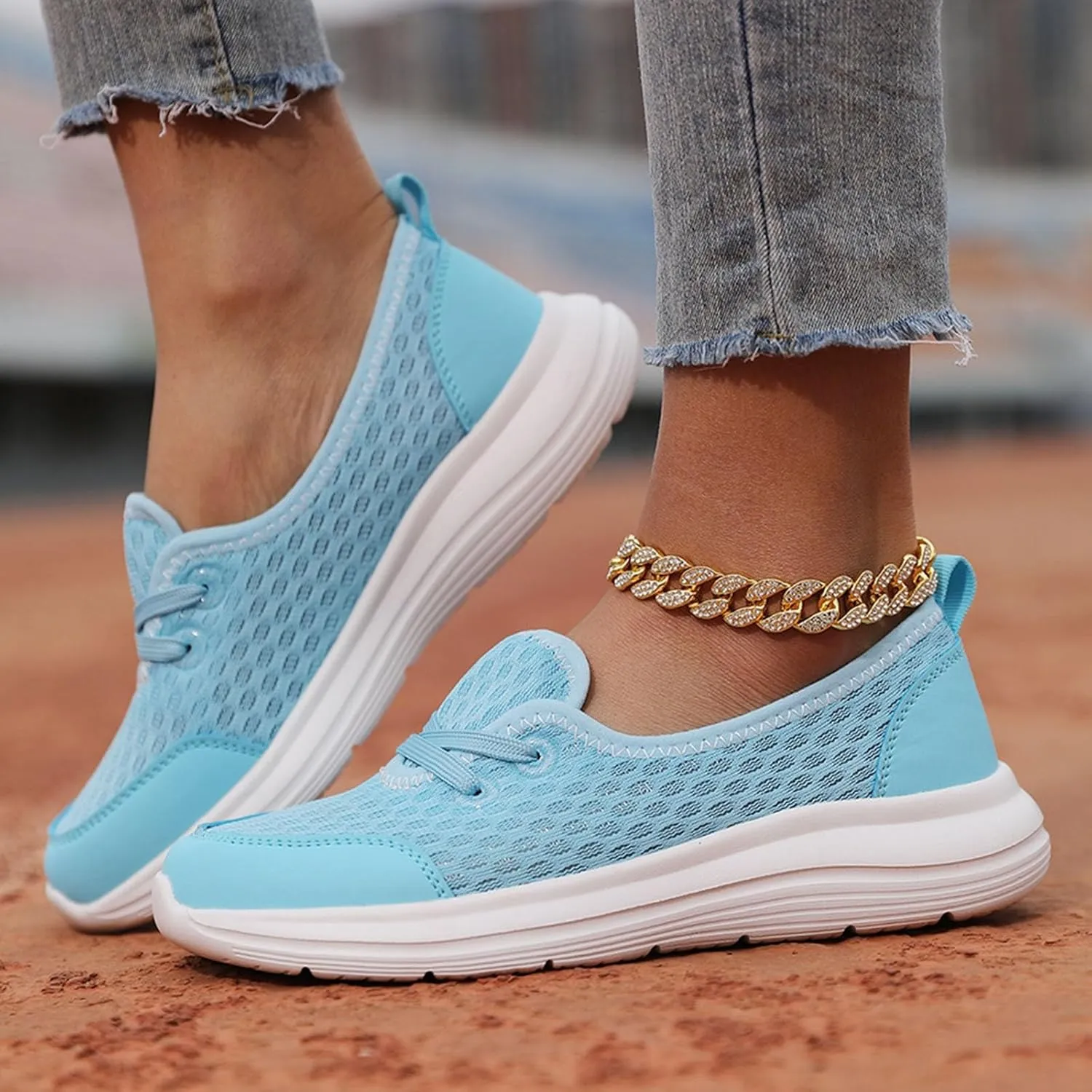 Orthopedic Shoes for Women Wide Width, Women's Casual Lightweight Soft Sole Mesh Comfort Orthopedic Shoes Slip On Non-Slip Walking Shoe Breathable Low Top Sneakers