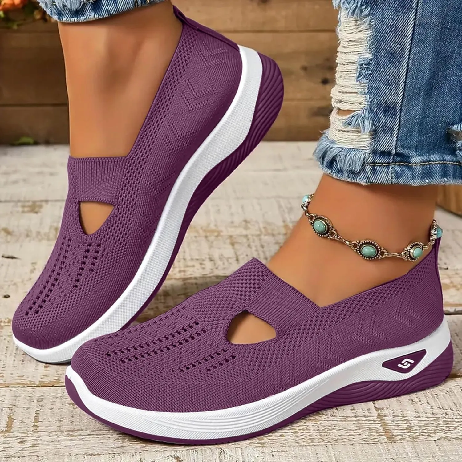 Orthopedic Shoes for Women Woven Orthopedic Breathable Shoes Slip On Arch Support Walking Shoes Diabetic Foam Shoes