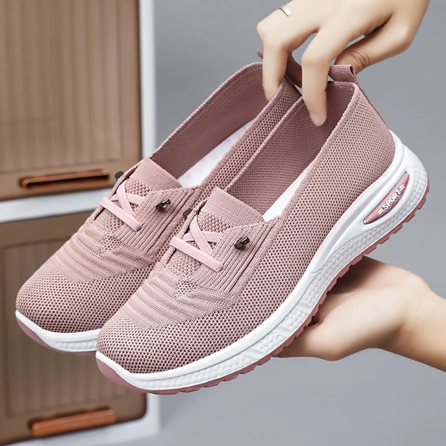 Orthopedic Walking Shoes for Women, Women's Woven Orthopedic Breathable Soft Shoes Arch Support Non-Slip Shoes