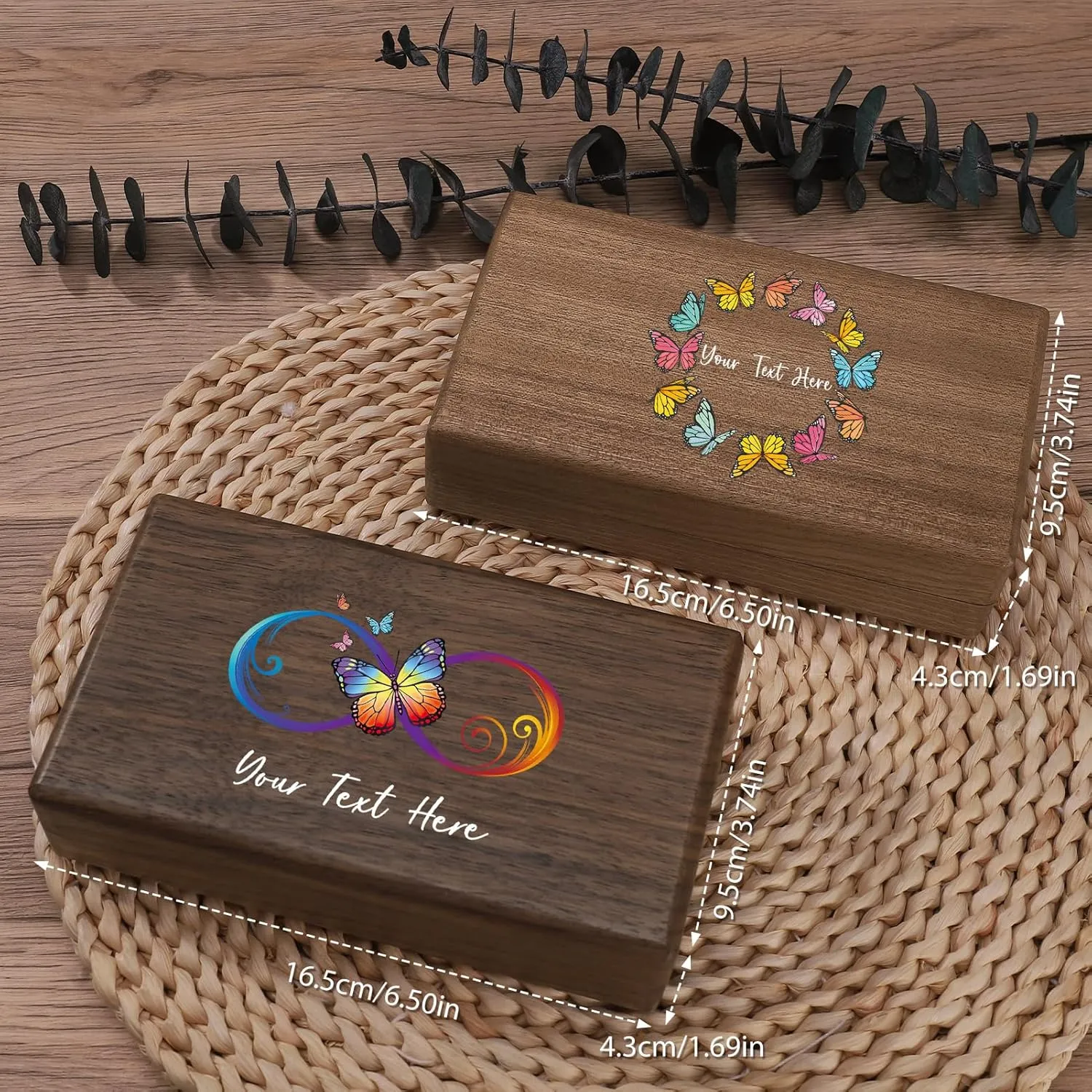 Personalized Jewelry Box for Women, Rustic Wooden Jewelry Box, Custom Jewelry Box with Birth Flower & Name, Mother's Day Gift for Mother, Wedding Gift for Bridesmaids (Butterfly)