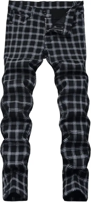 Plaid Pants for Men Stretch Slim Fit Dress Pant Fashion Style Casual Feet Trousers Business Chinos Pants