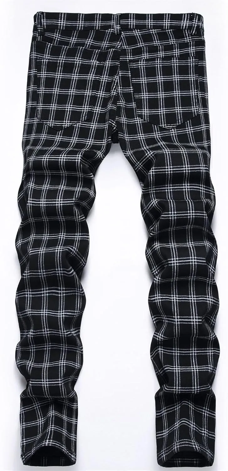 Plaid Pants for Men Stretch Slim Fit Dress Pant Fashion Style Casual Feet Trousers Business Chinos Pants
