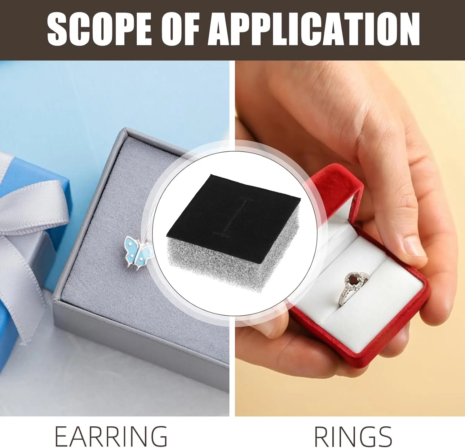 PRETYZOOM 30pcs Jewelry Box Foam Liners, Ring Box Insert Holder Ring Box Jewelry Organizer Insert Pads Ring Box Sponge Cushion Jewelry Storage Box Insert Tray(5x5cm)