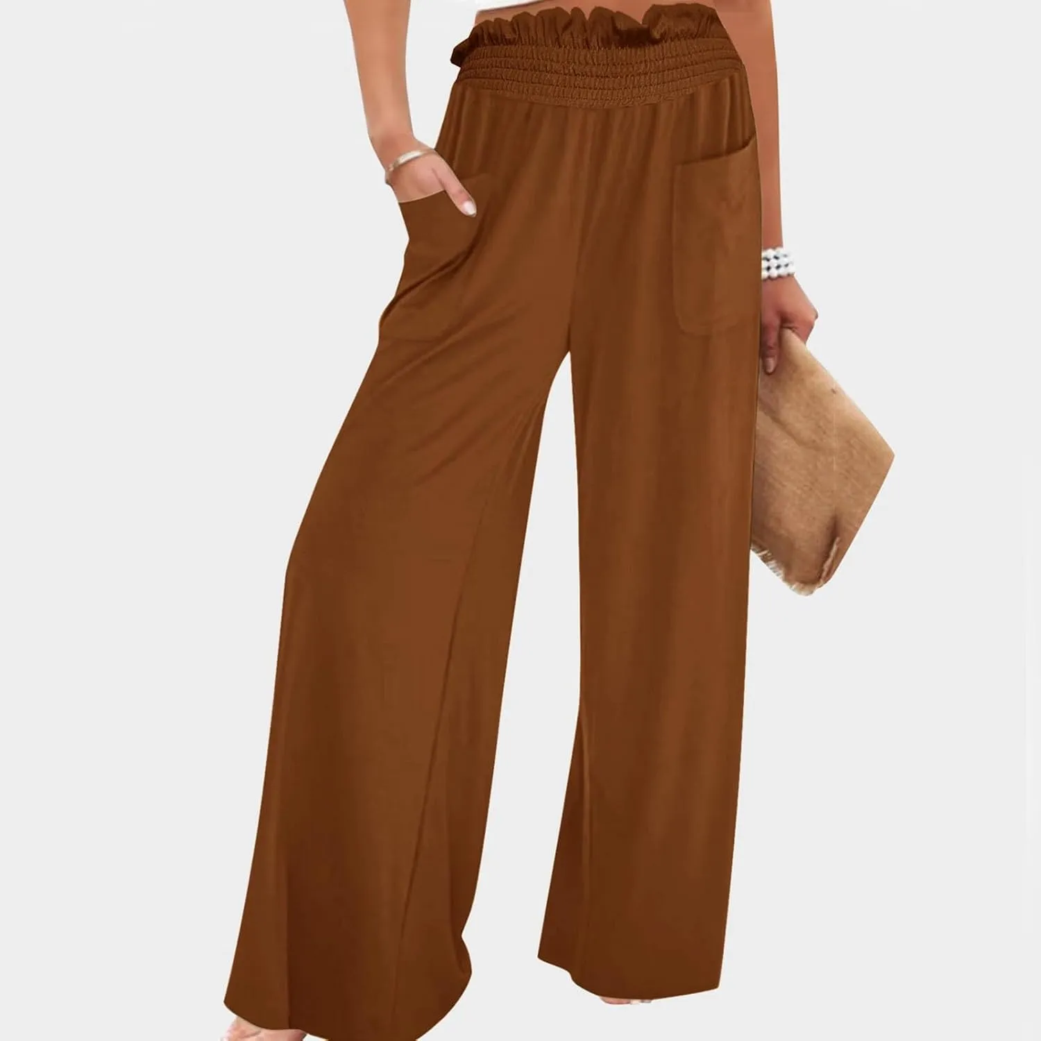 PTOLOCIF Cotton Linen Pants for Women Wide Leg Pants Casual Loose Drawstring Pant Summer Palazzo Harem Trousers with Pockets