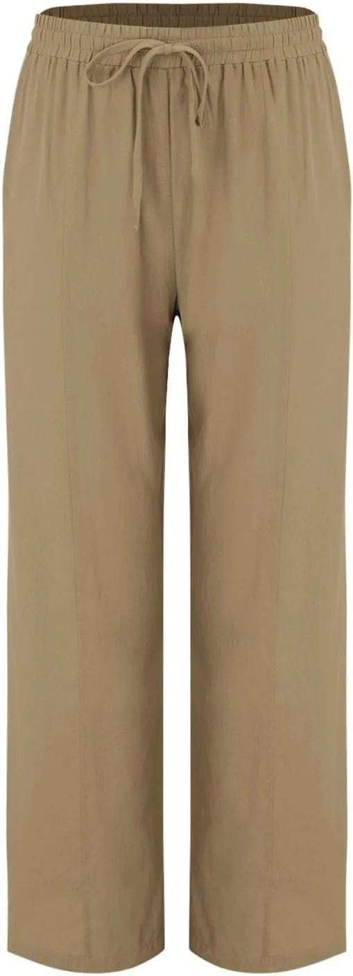 PTOLOCIF Cotton Linen Pants Women,Casual Fashion Boho Pants Plus Size Summer Pants Beach Vacation Palazzo Lounge Pants