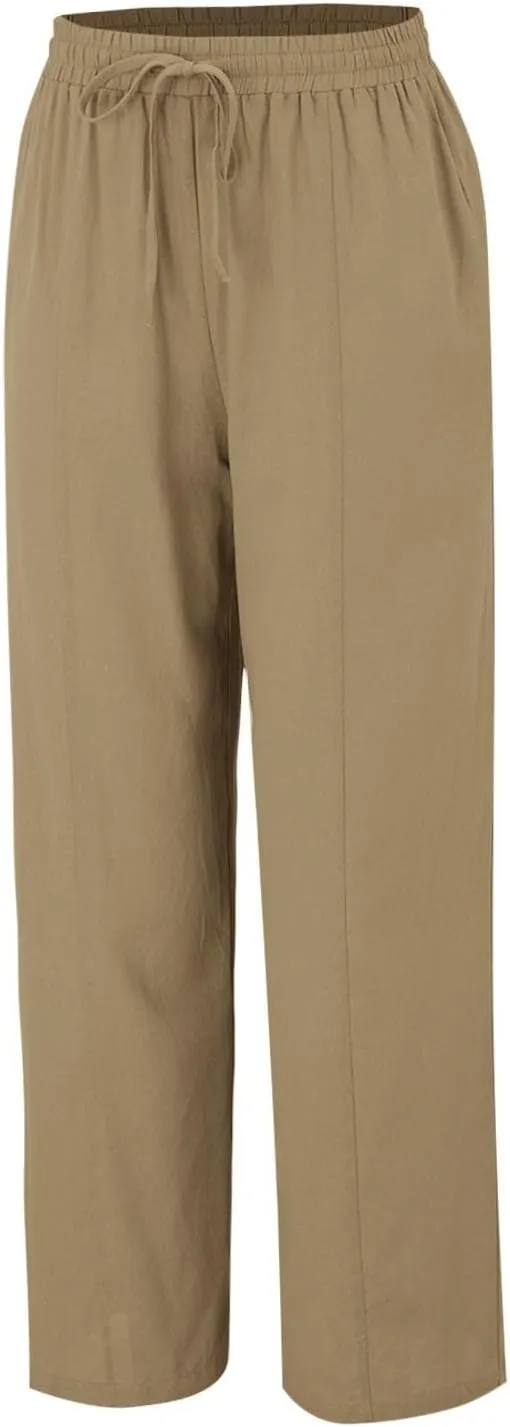 PTOLOCIF Cotton Linen Pants Women,Casual Fashion Boho Pants Plus Size Summer Pants Beach Vacation Palazzo Lounge Pants
