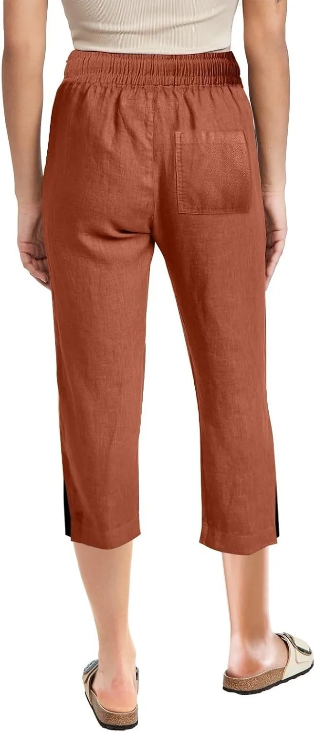 PTOLOCIF Cotton Pants for Women High Waisted Wide Leg Palazzo Pant Drawstring Casual Loose Pants Trousers with Pockets