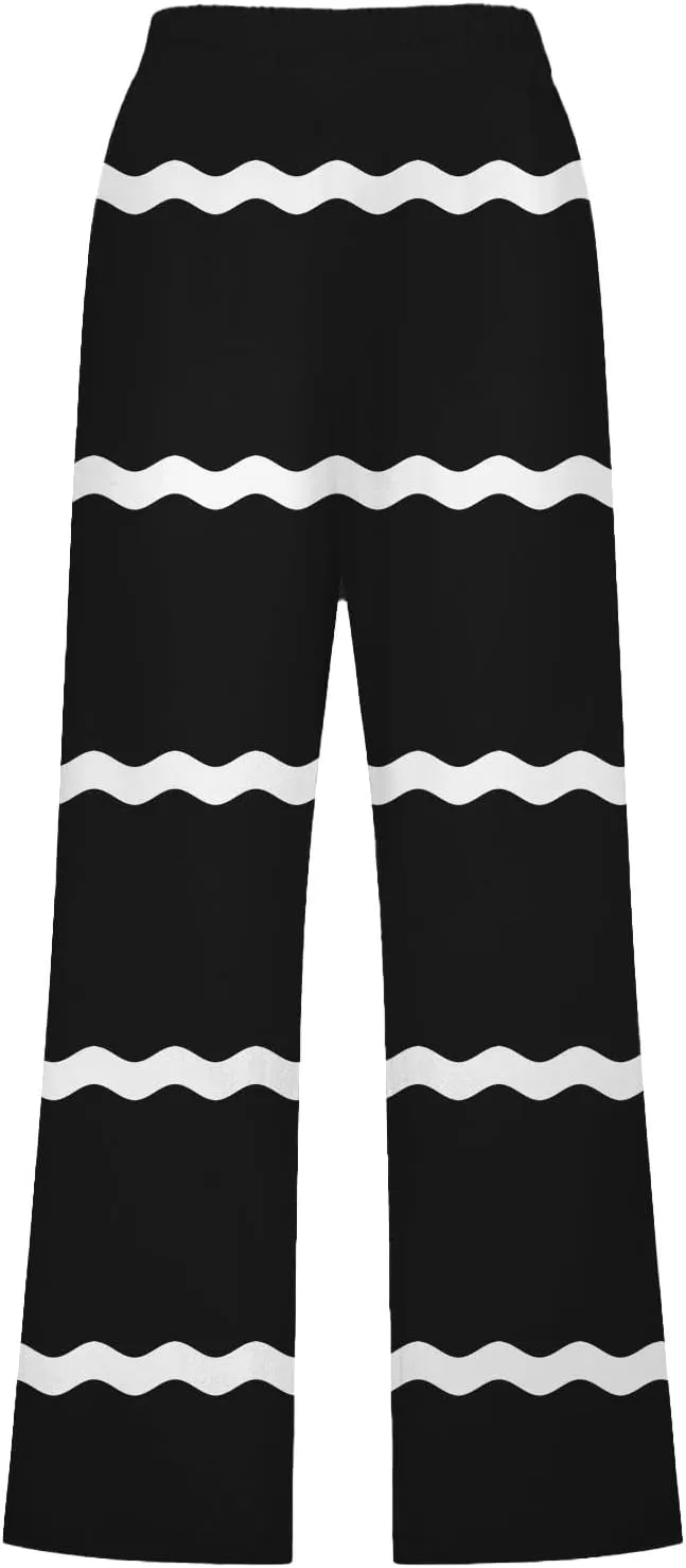 PTOLOCIF Linen Pants for Women Straight Leg Pant Elastic Drawstring Casual Trousers with Pockets Summer Beach Lounge Pants