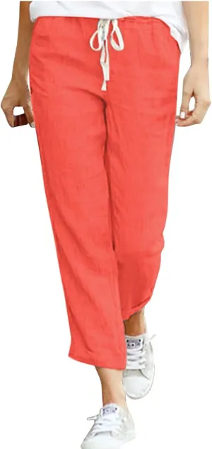 PTOLOCIF Petite Linen Pants for Women Summer Palazzo Pants Flowy Wide Leg Beach Trouser Trendy Boho Pants with Pockets