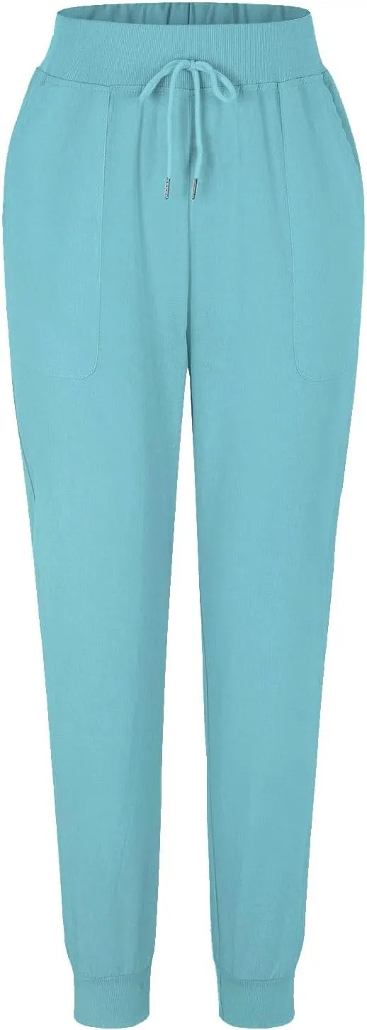 PTOLOCIF Women's Cotton Linen Pants High Waist Drawstring Pants Loose Fit Summer Flowy Boho Pant Trousers with Side Pockets