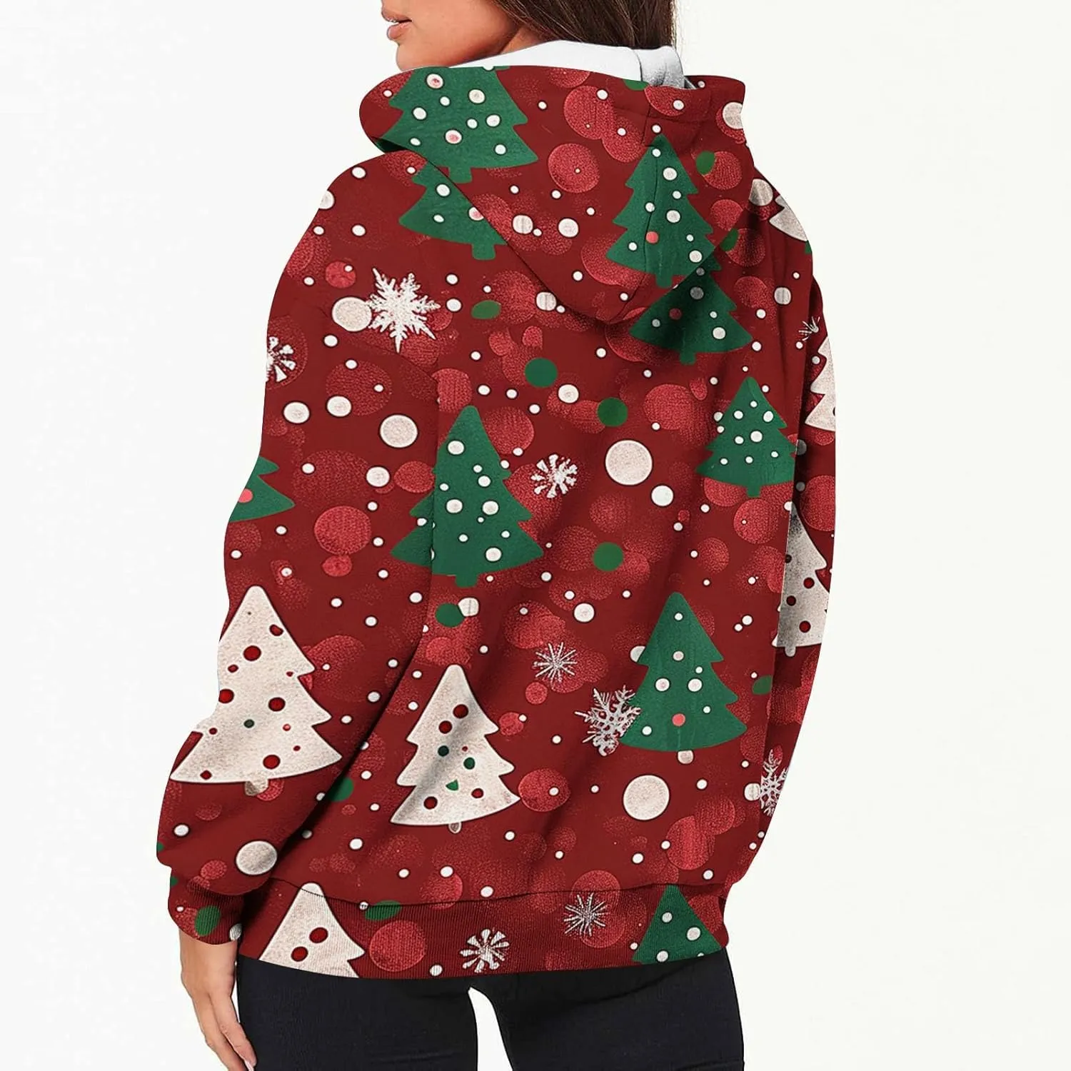 Quilted Jackets for Women Casual Christmas Print Winter Coats Full Zip Hoodies Long Sleeve Sweatshirt with Pockets