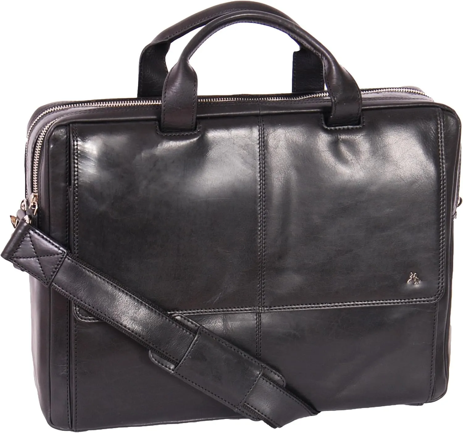 Real Leather Briefcase for Mens Messenger Laptop Satchel Bag Bennett Black