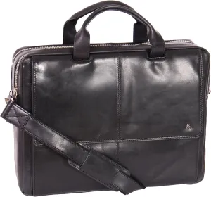 Real Leather Briefcase for Mens Messenger Laptop Satchel Bag Bennett Black