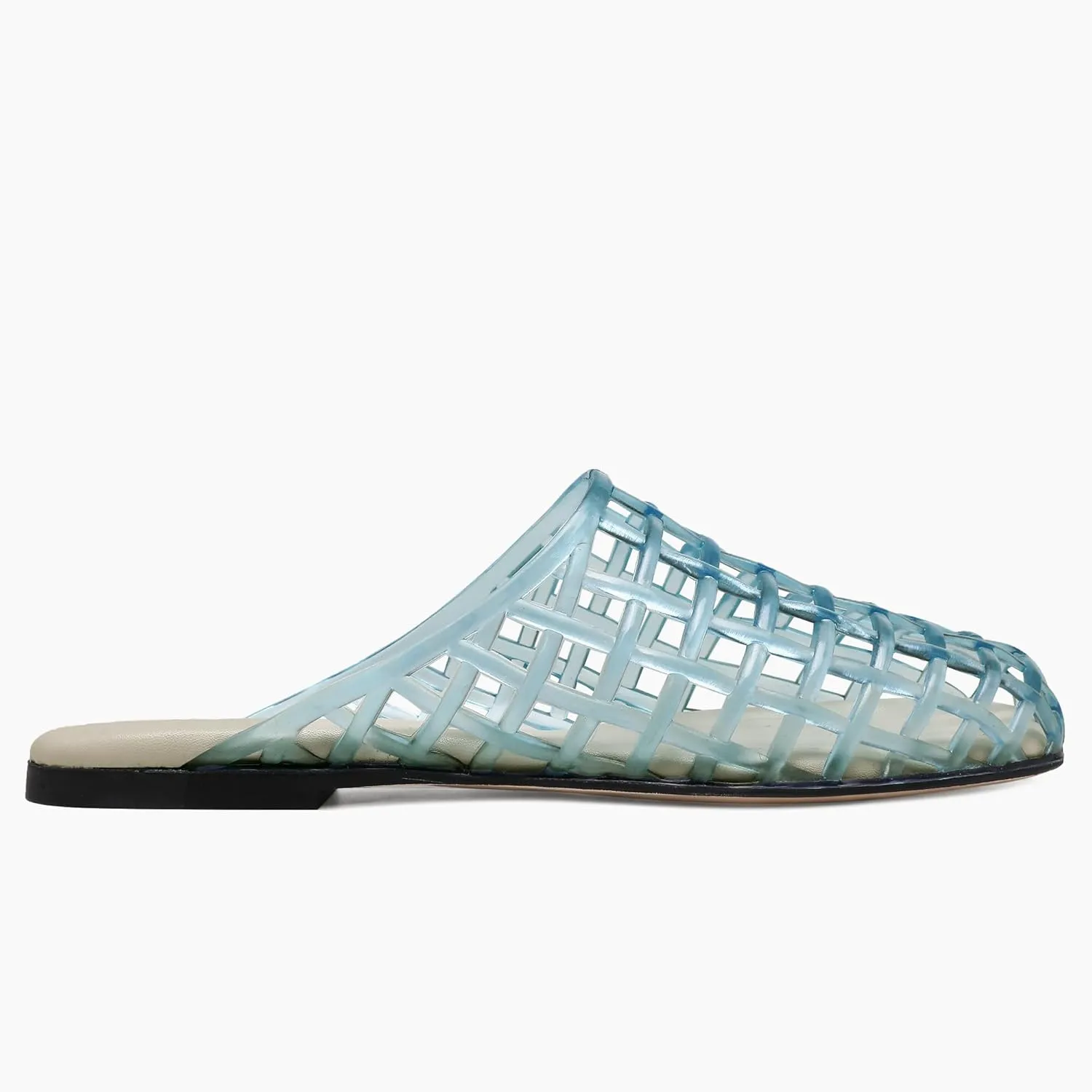 Red Mesh Jelly Mules for Women Clear Hollow Closed Toe Flat Sandals Beach Jellies Slippers Summer Slide Shoes