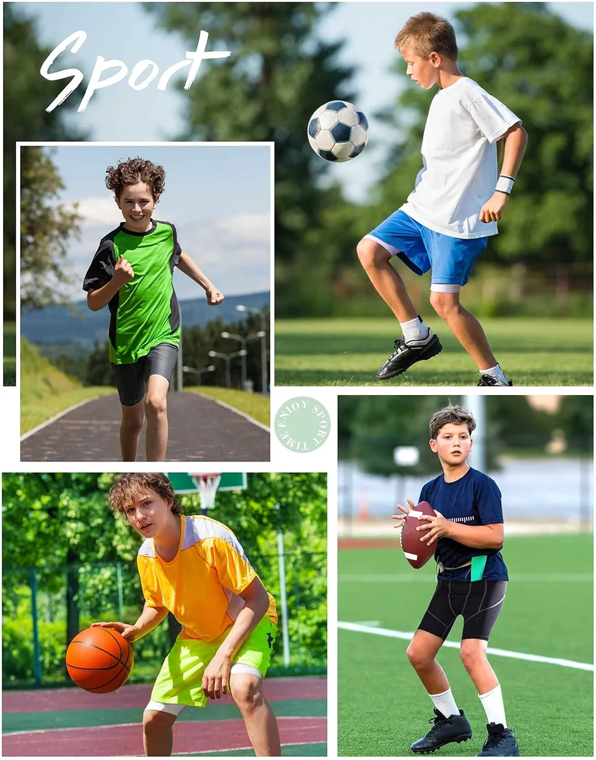 Roadbox Youth Boys Compression Shorts - Spandex Athletic Kids Running Compression Underwear for Basketball Baseball Soccer