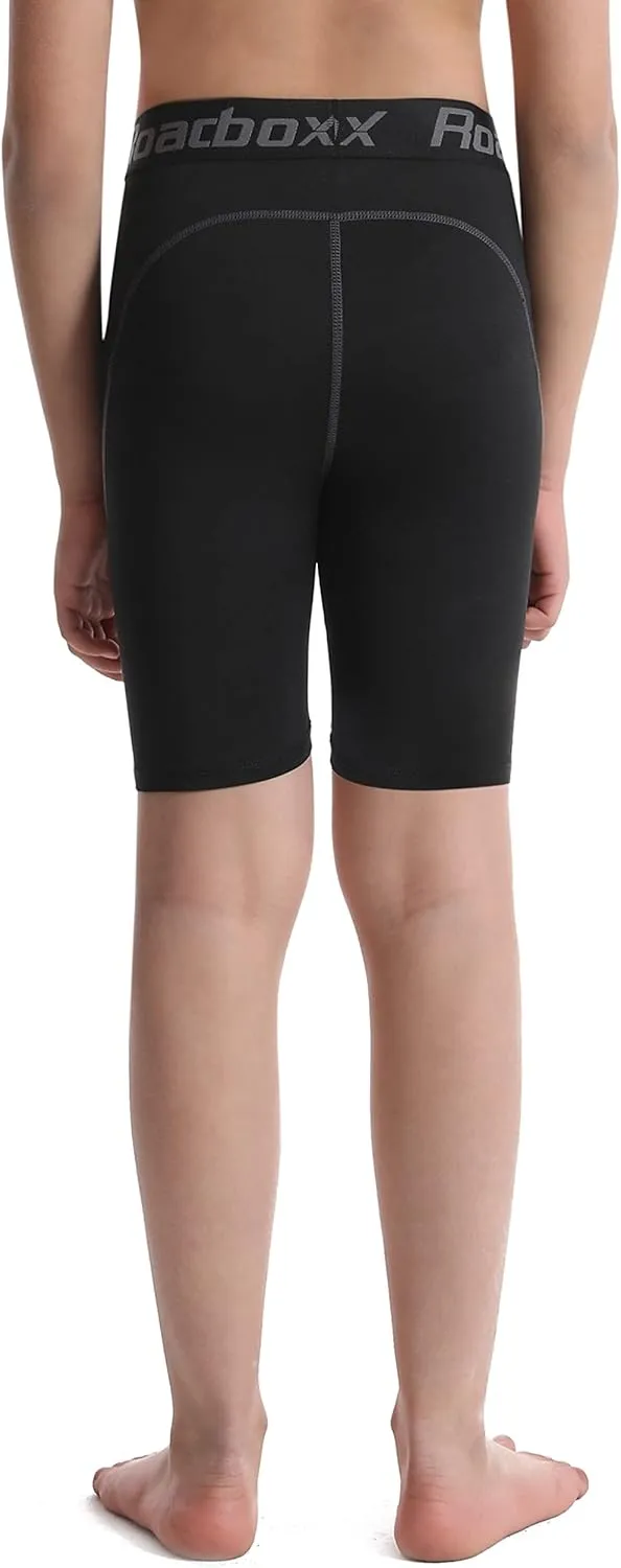 Roadbox Youth Boys Compression Shorts - Spandex Athletic Kids Running Compression Underwear for Basketball Baseball Soccer