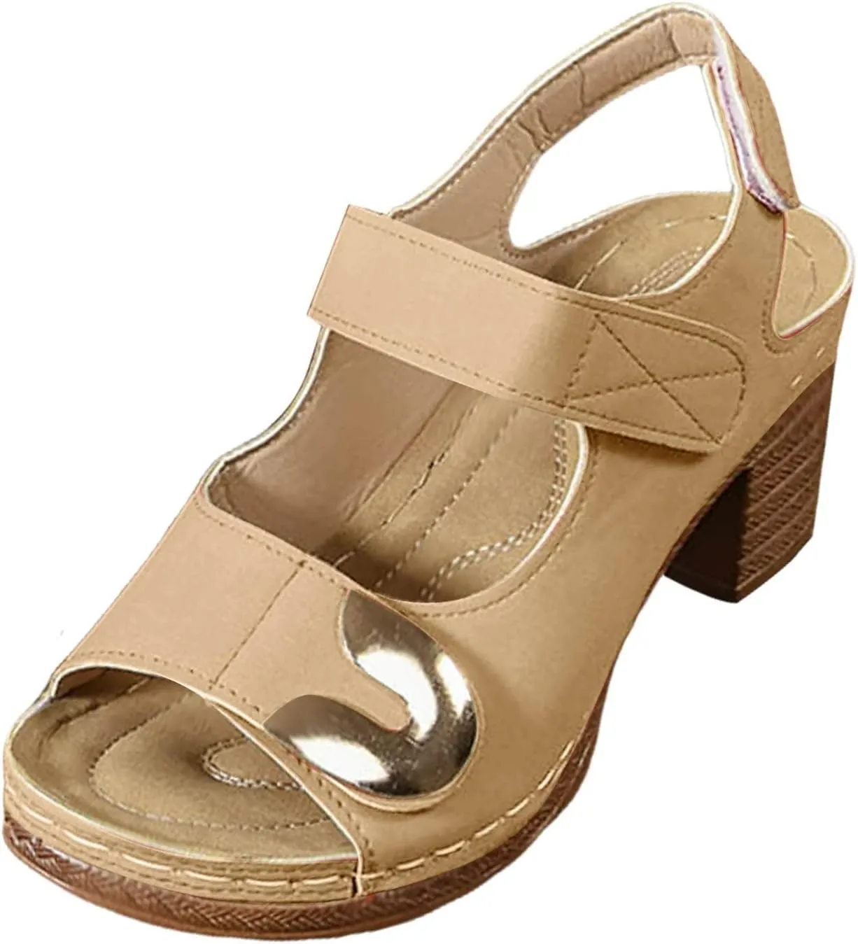 sandals for women with arch support Comfortable Orthopedic Walking Platform Sandal Summer Chunky Heels Sandals Casual Open Toe Slip-On Wedge Heel Dressy Ankle Strap Shoes