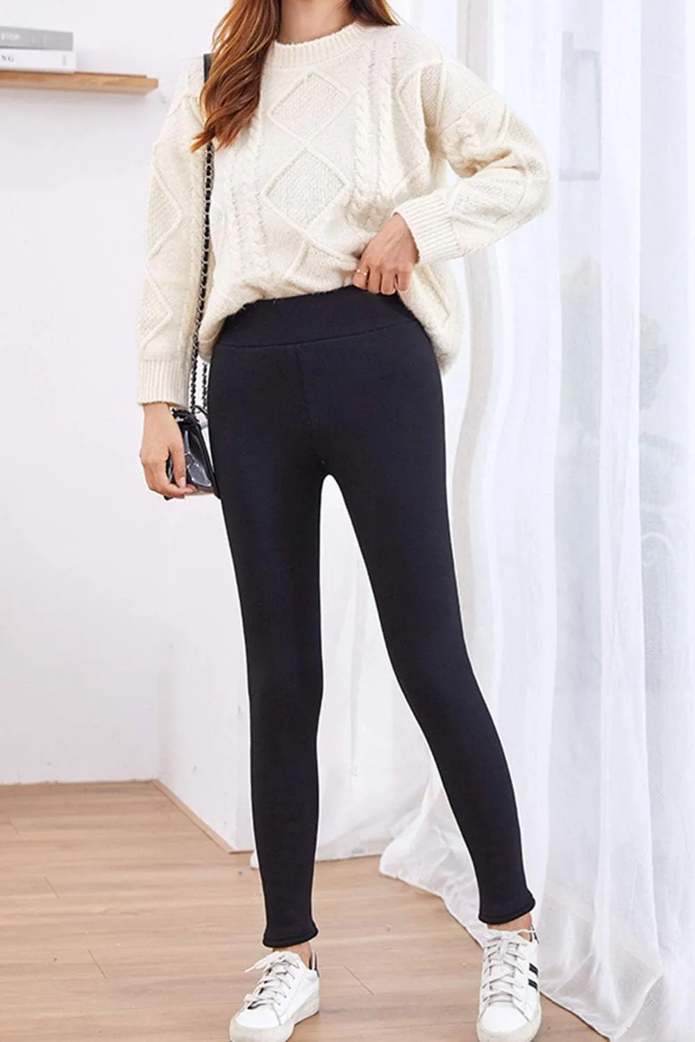 SIAEAMRG Winter Sherpa Fleece Lined Leggings for Women,High Waist Stretchy Thick Cashmere Leggings