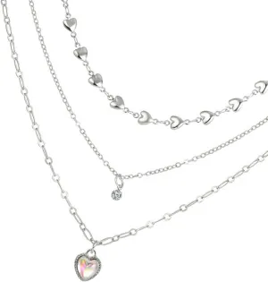 Silver Heart Moonstone Pendant Necklace Jewelry Accessory For Women Adjustable Clavicle Chain Fashion Jewelry Pieces