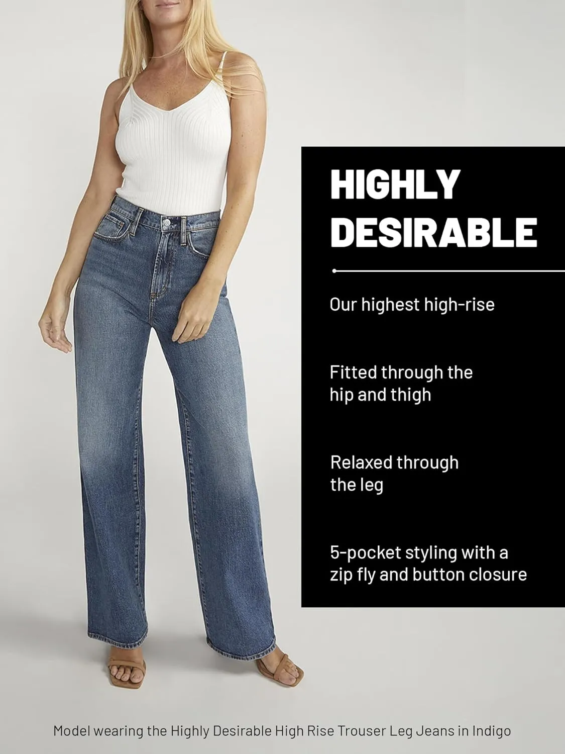 Silver Jeans Co. Women's Highly Desirable High Rise Trouser Leg Pants