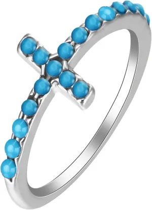 Simple Wedding Band, Ring Jewelry Aesthetic Cross with Cubic Zirconia Silver Western Jewelry for Women