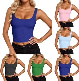 Sleeveless Tank Top for Women Square Neck Workout Fitness Crop Tops Summer 2025 Slim Fit Casual Trendy Cropped Tops Bu1 Sleeveless Tank Tops for Women Cropped Workout Tops for Women