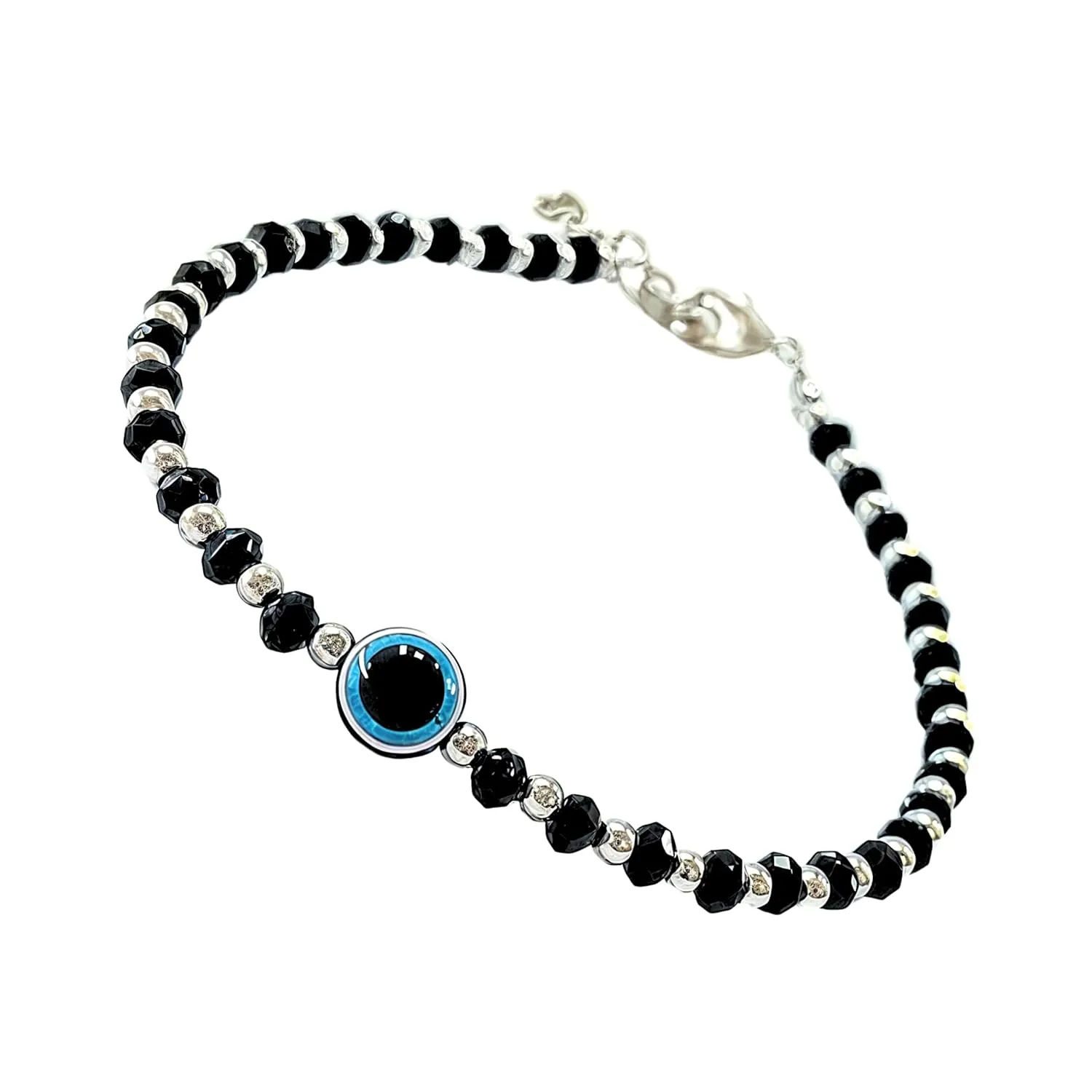 Small Bead Waterproof Anklets for Women Beach Foot Ankle Bracelet Cute Colorful Friendship Beaded Anklets 9 inches. (Black - Silver)