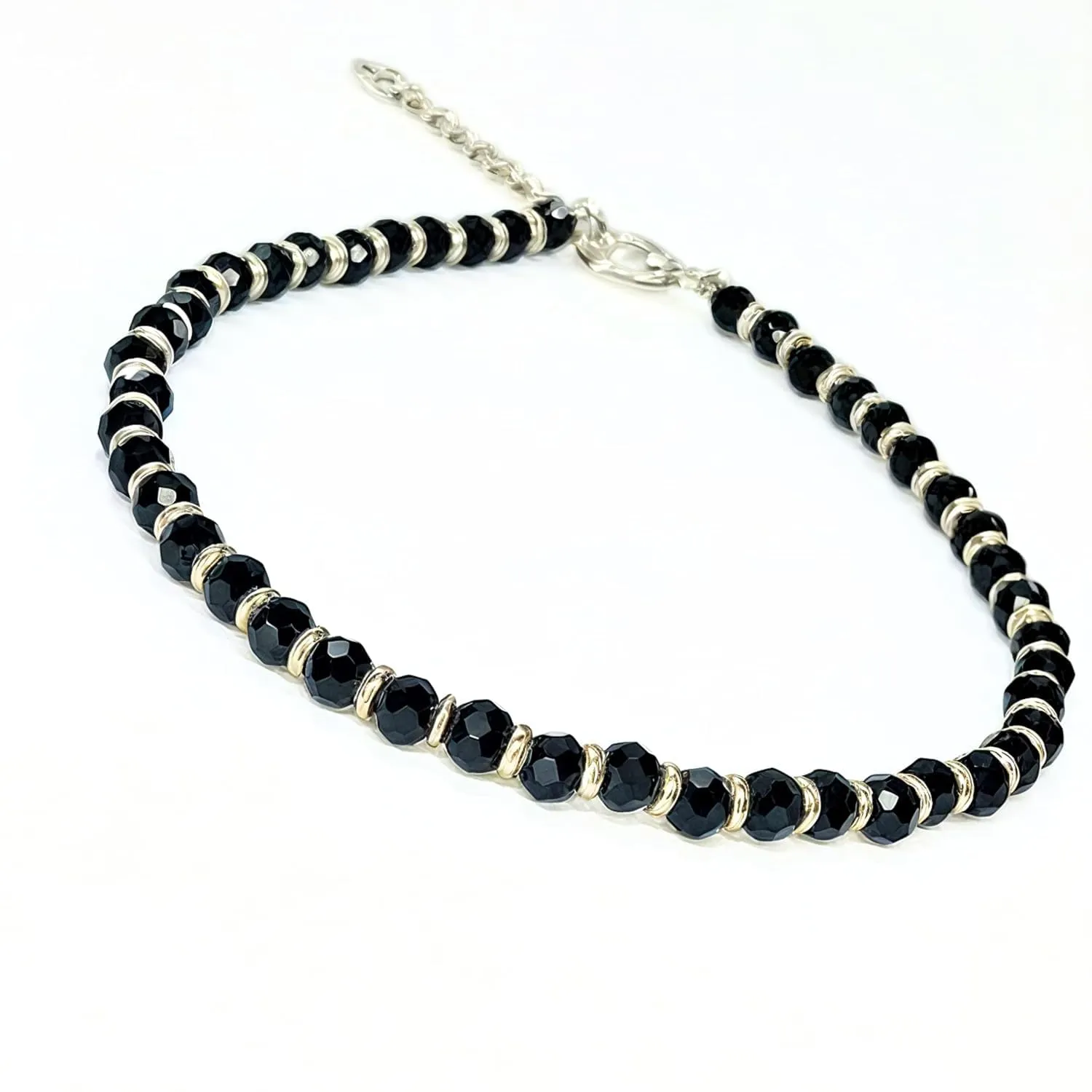 Small Bead Waterproof Anklets for Women Beach Foot Handcrafted Ankle Bracelet Cute Colorful Friendship Beaded Anklets 9 inches. (Black Bead)