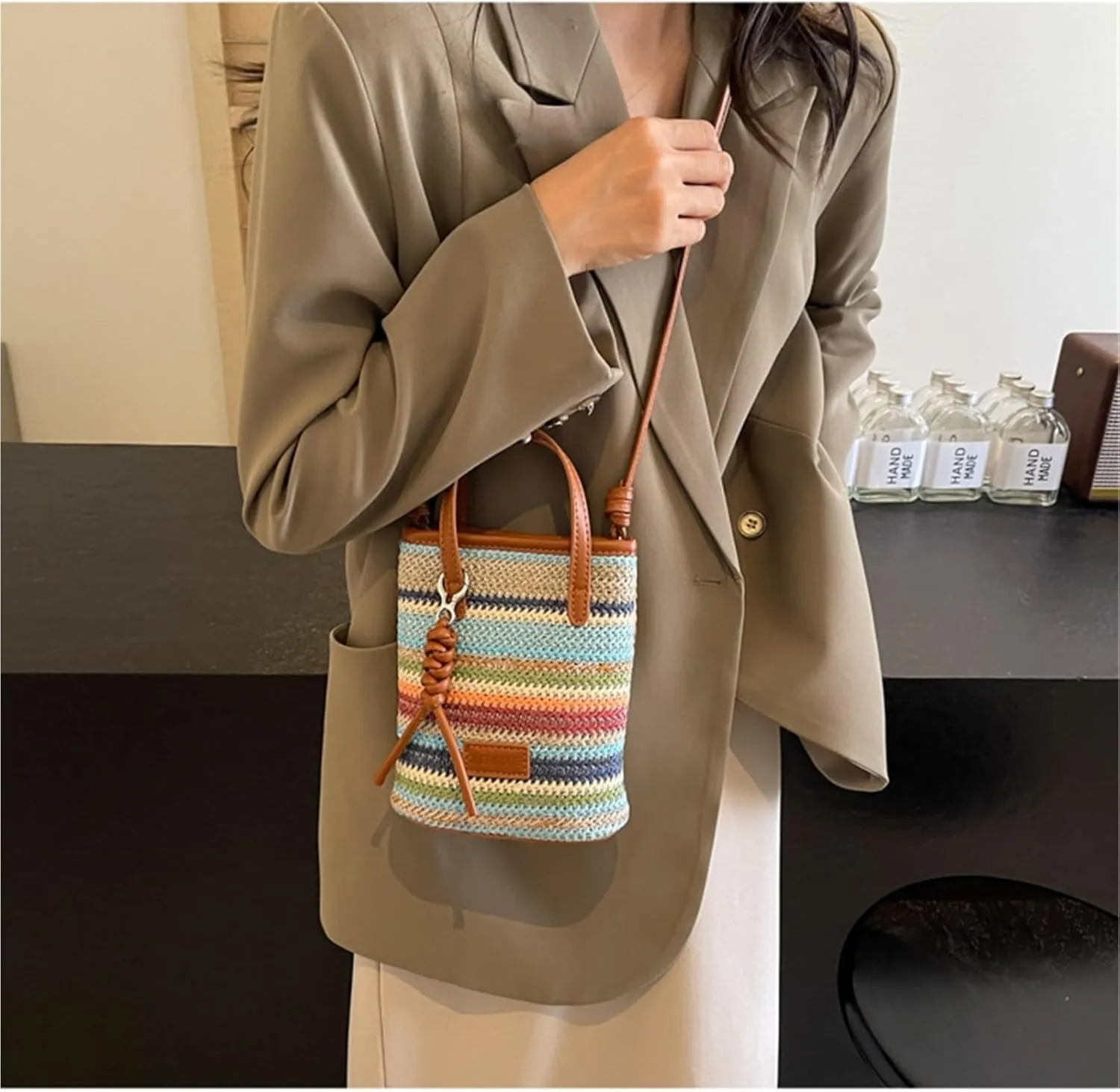 Small Cute Beach Bags for Women Straw Purses for Women Summer Purse Vacation Handbags Crossbody Bags Shoulder Bag
