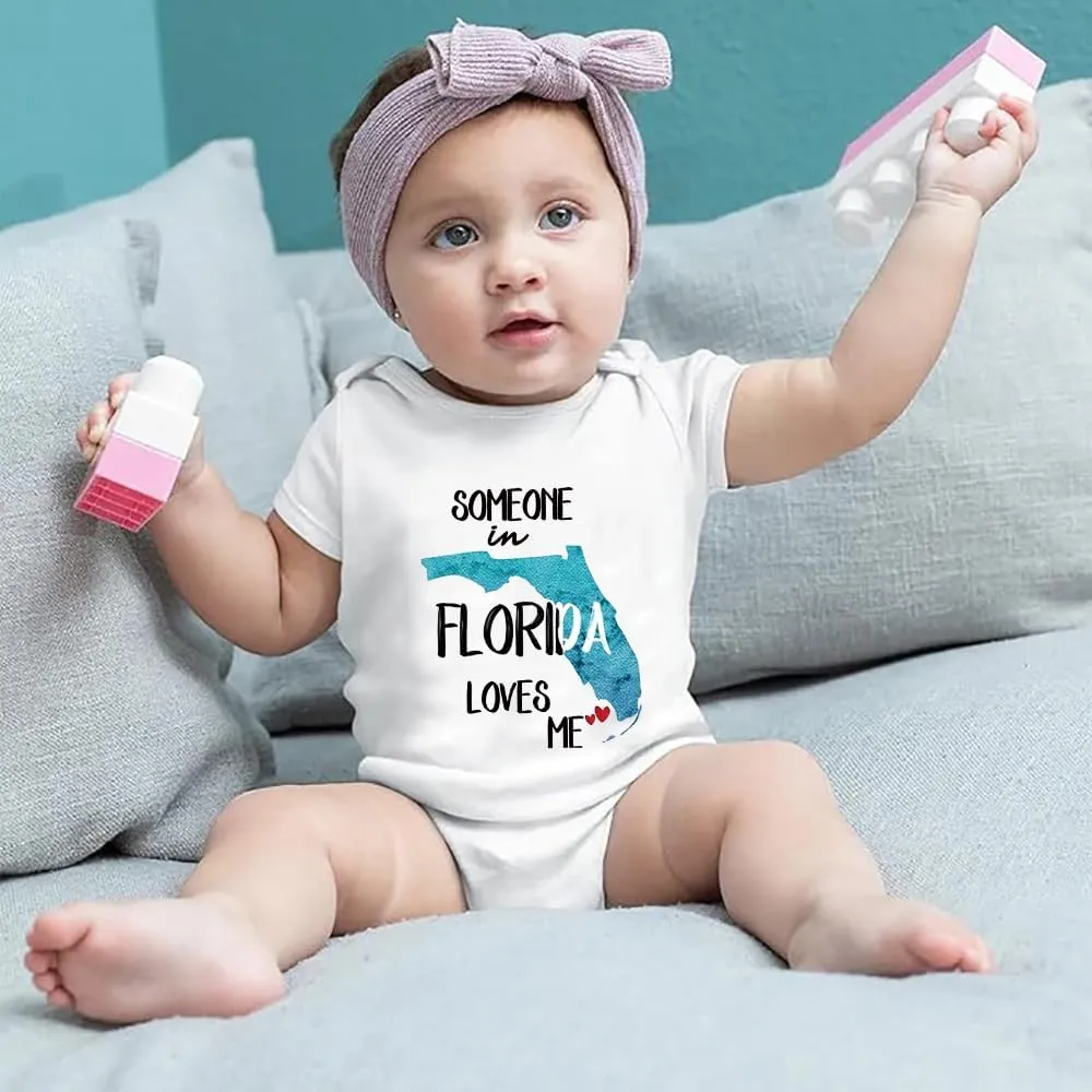 Someone In Florida Loves Me Baby Girls Boys Bodysuit Newborn onesie Short Sleeve Infant Romper 0-24 Months