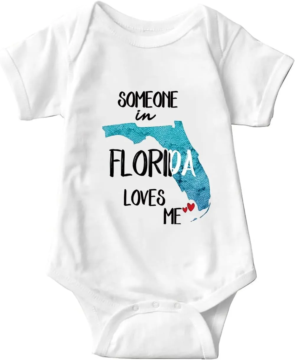 Someone In Florida Loves Me Baby Girls Boys Bodysuit Newborn onesie Short Sleeve Infant Romper 0-24 Months