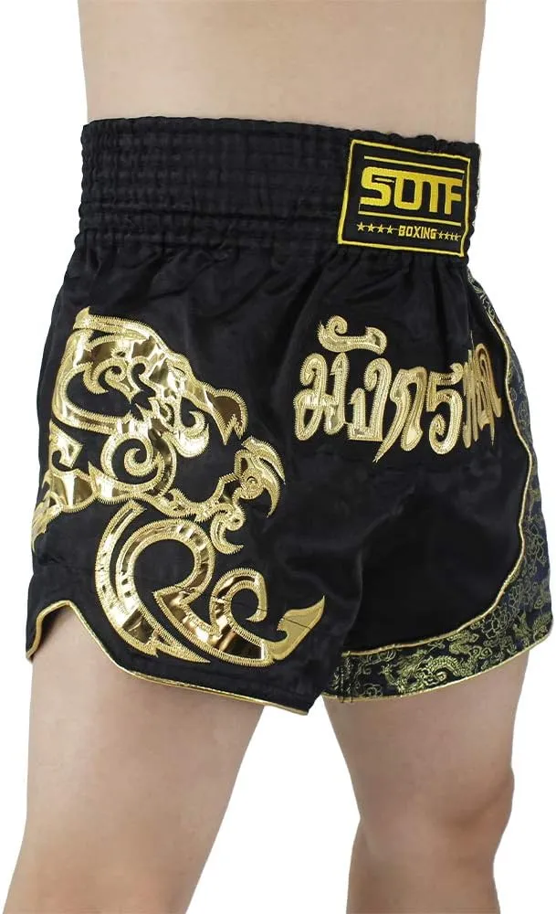 SOTF Boxing Shorts for Men Training Muay Thai Shorts Women Kickboxing Shorts for Kids