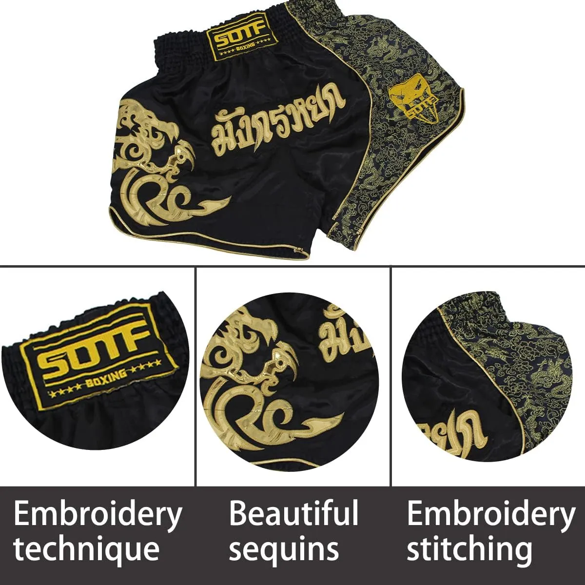 SOTF Boxing Shorts for Men Training Muay Thai Shorts Women Kickboxing Shorts for Kids