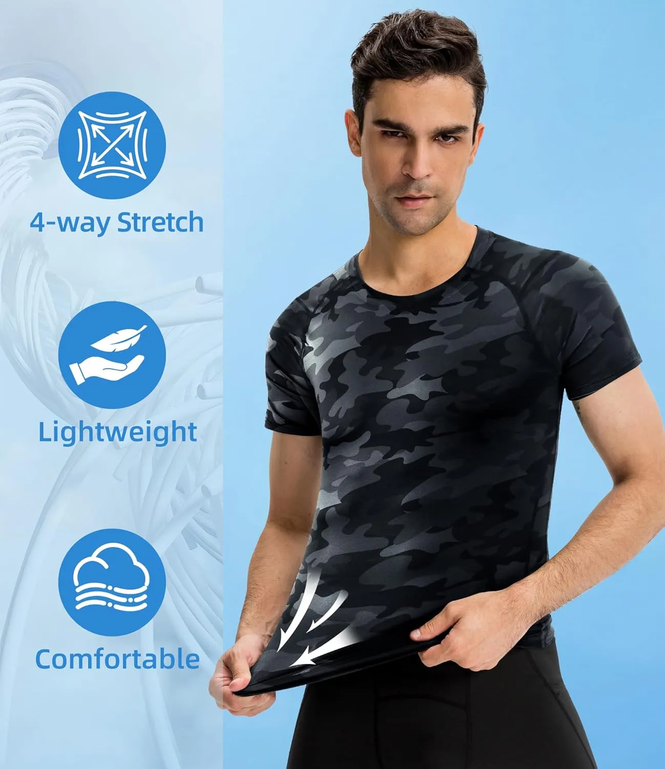 SPVISE Men's Compression Shirt Short Sleeve Cool Dry Workout Athletic T-Shirts Sports Undershirt Performance Compression Tops