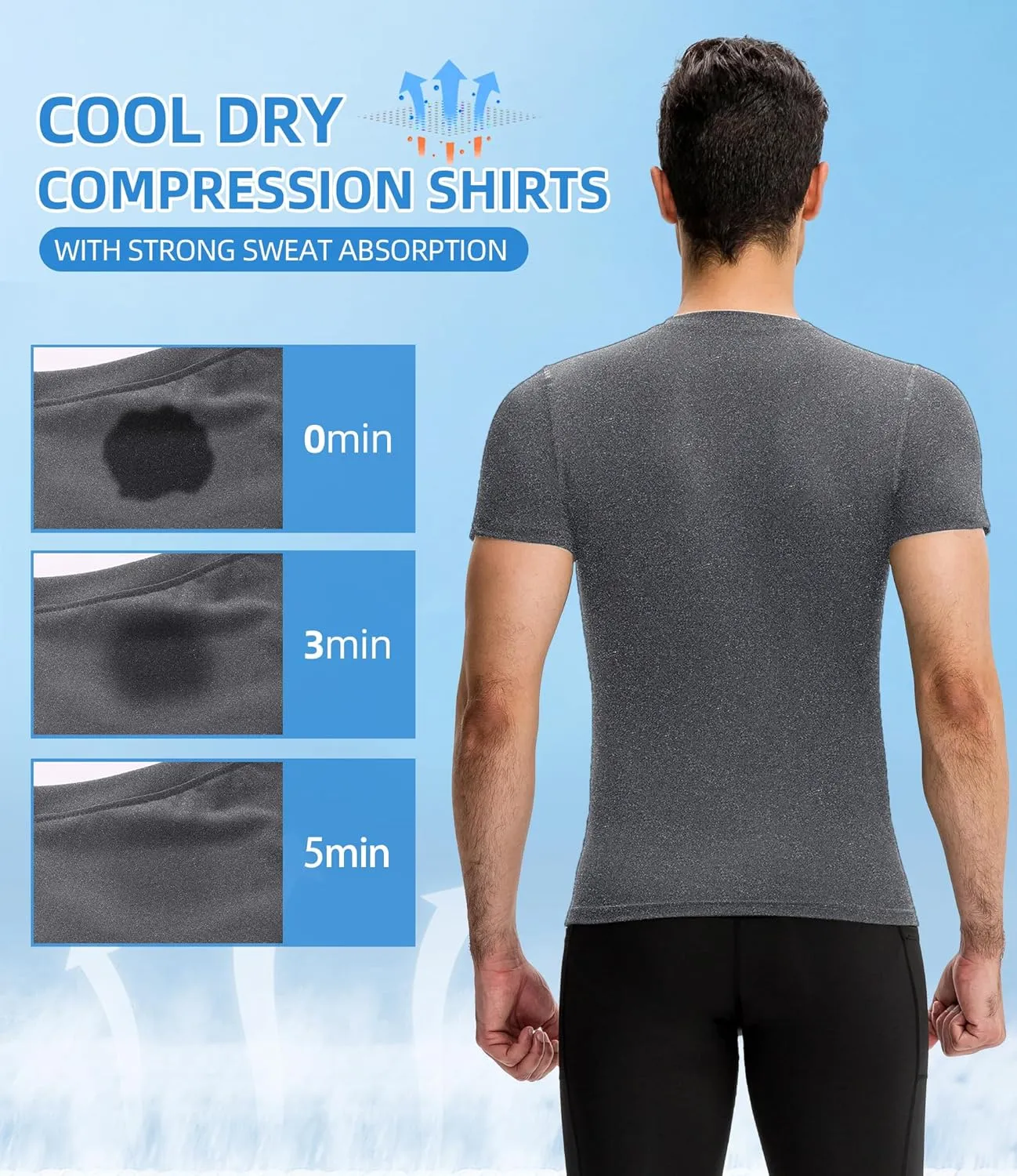 SPVISE Men's Compression Shirt Short Sleeve Cool Dry Workout Athletic T-Shirts Sports Undershirt Performance Compression Tops