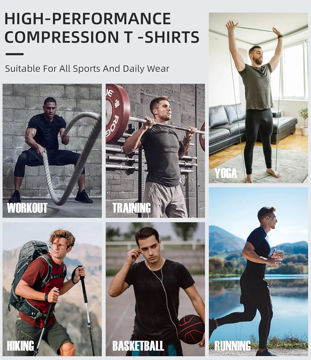 SPVISE Men's Compression Shirt Short Sleeve Cool Dry Workout Athletic T-Shirts Sports Undershirt Performance Compression Tops