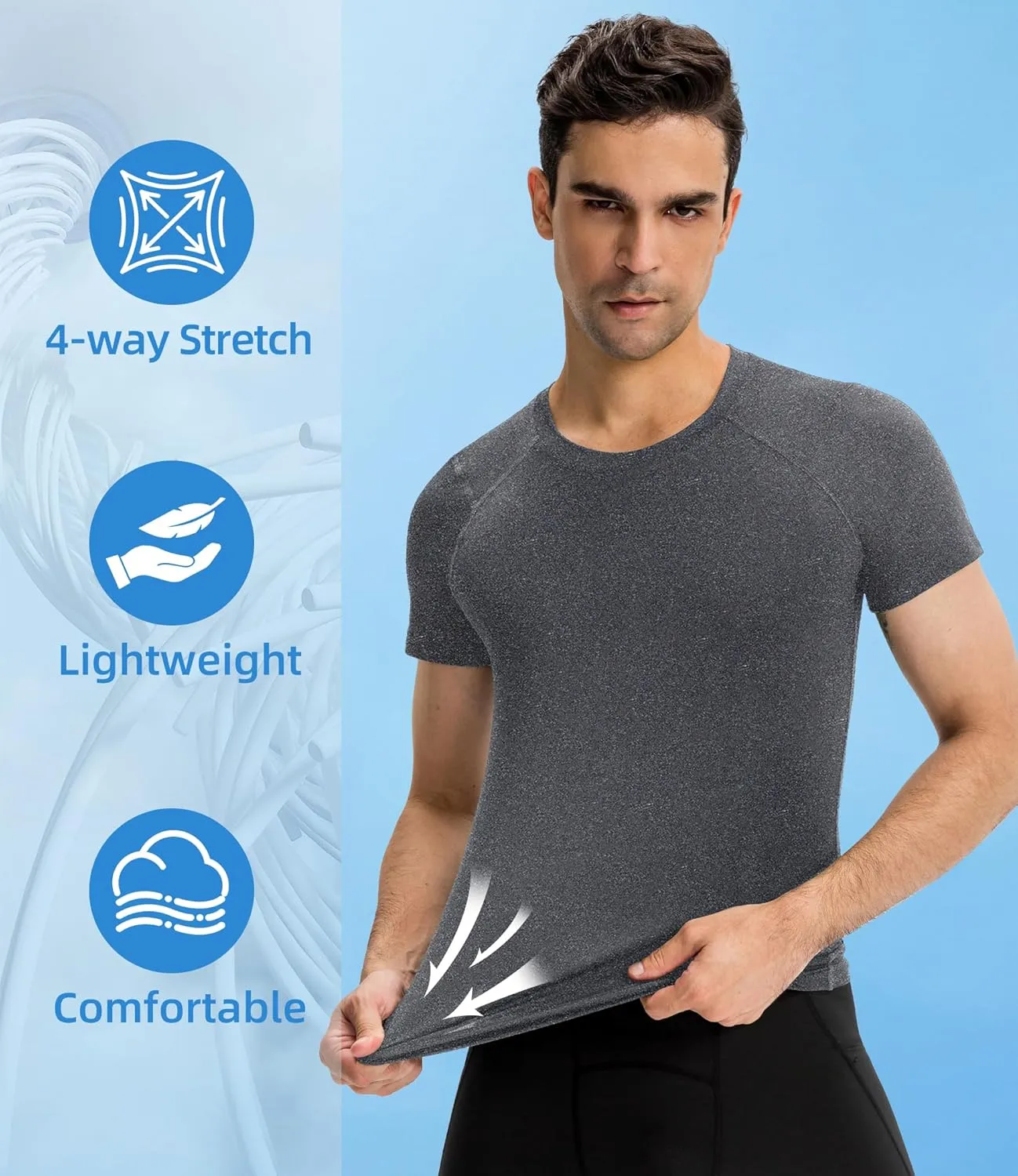 SPVISE Men's Compression Shirt Short Sleeve Cool Dry Workout Athletic T-Shirts Sports Undershirt Performance Compression Tops