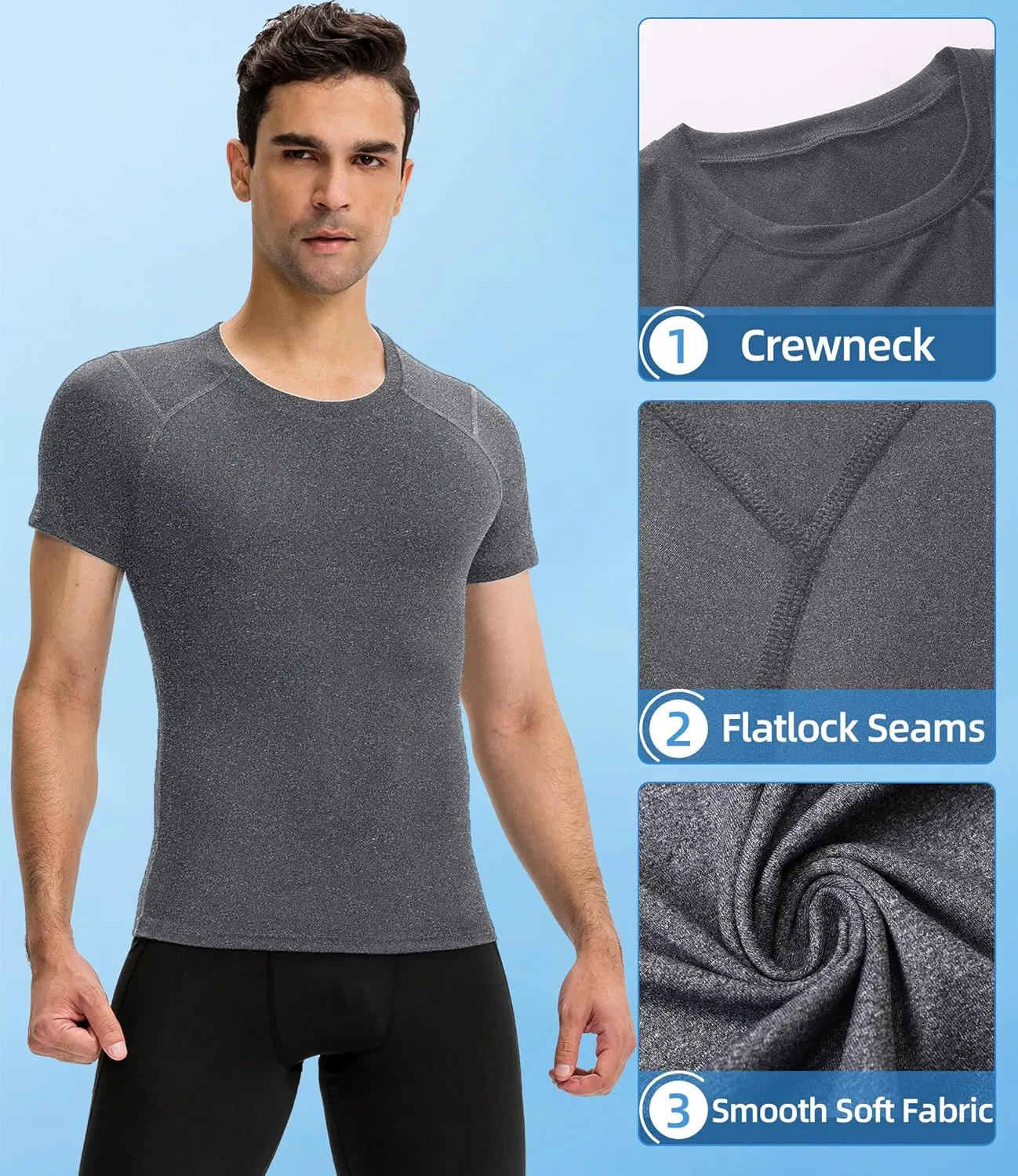 SPVISE Men's Compression Shirt Short Sleeve Cool Dry Workout Athletic T-Shirts Sports Undershirt Performance Compression Tops