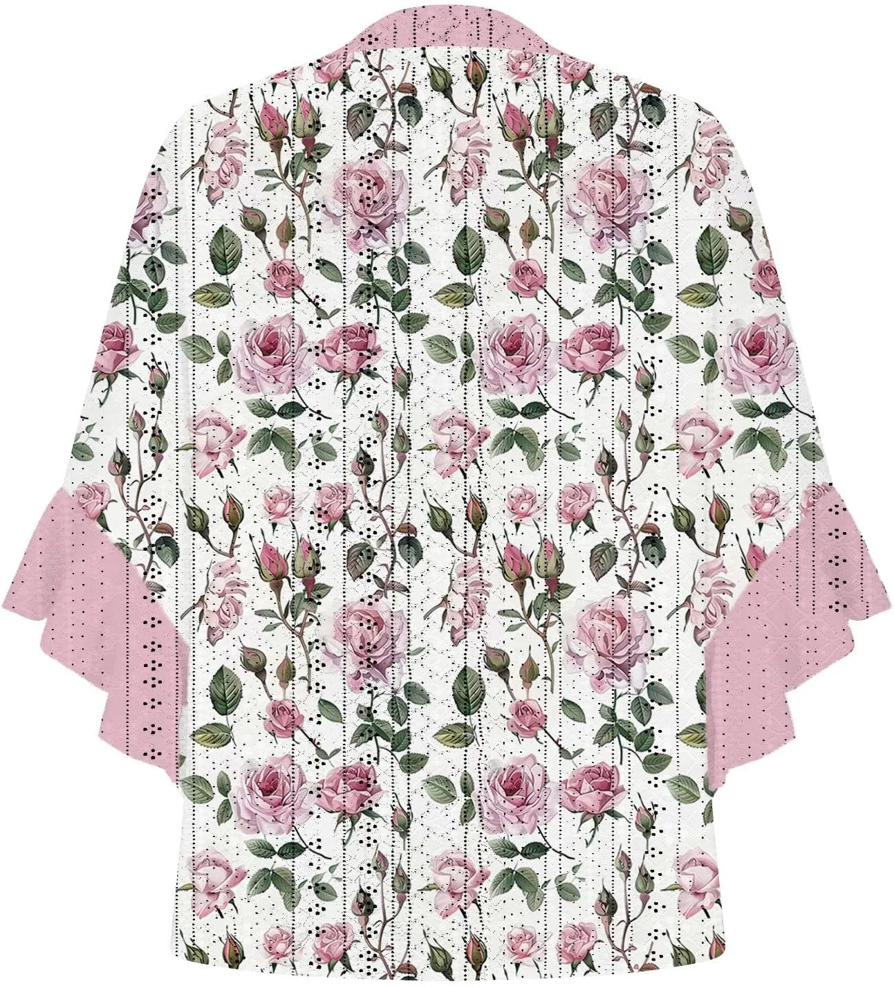 Summer Tops for Women,2025 Floral Graphic V Neck 3/4 Sleeve Shirts Casual Button Down Shirts Flowy Ruffle Sleeve Tops