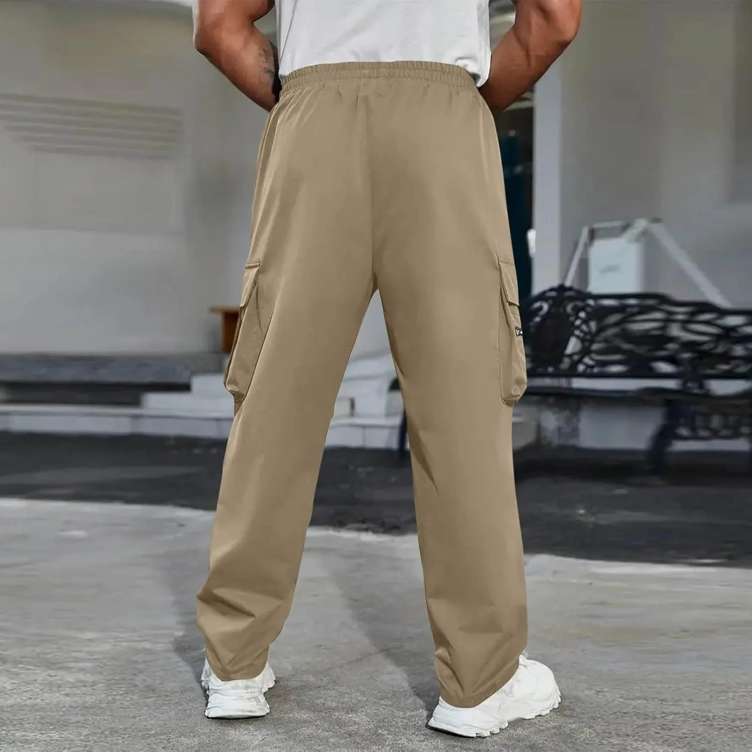 Sweat Pants for Mens Joggers Relaxed Fit Drawstring Elastic Waist Outdoor Workout Athletic Cargo Pants with Pockets