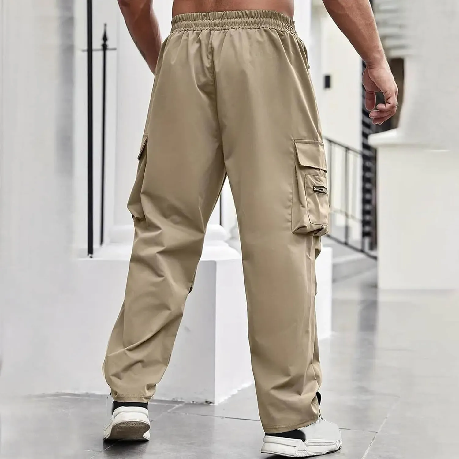 Sweat Pants for Mens Joggers Relaxed Fit Drawstring Elastic Waist Outdoor Workout Athletic Cargo Pants with Pockets
