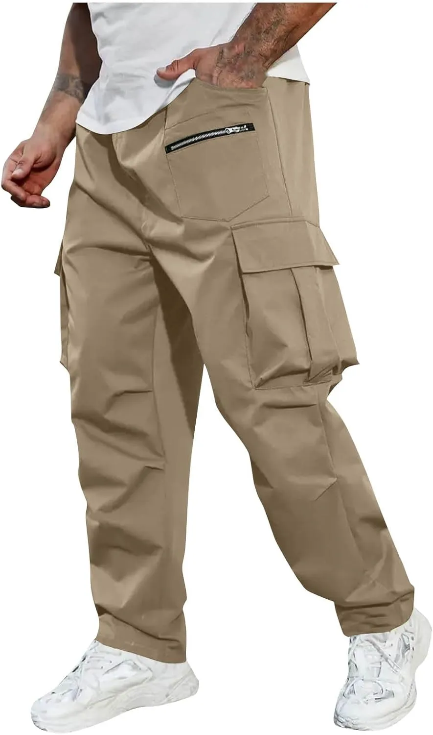 Sweat Pants for Mens Joggers Relaxed Fit Drawstring Elastic Waist Outdoor Workout Athletic Cargo Pants with Pockets