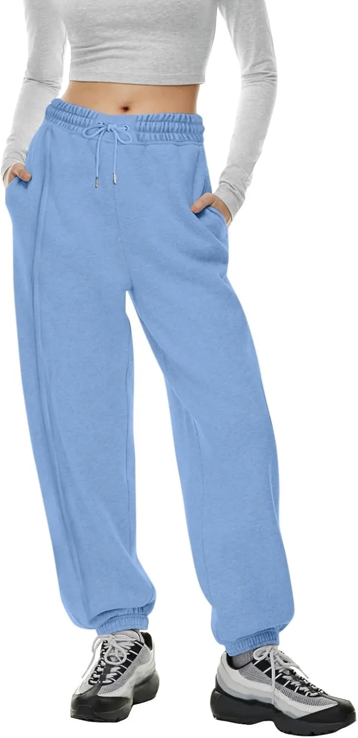 Sweatpants for Women Gym Fall Workout Jogger Pants High Waist Drawstring Athletic Trousers Pants Long with Pocket