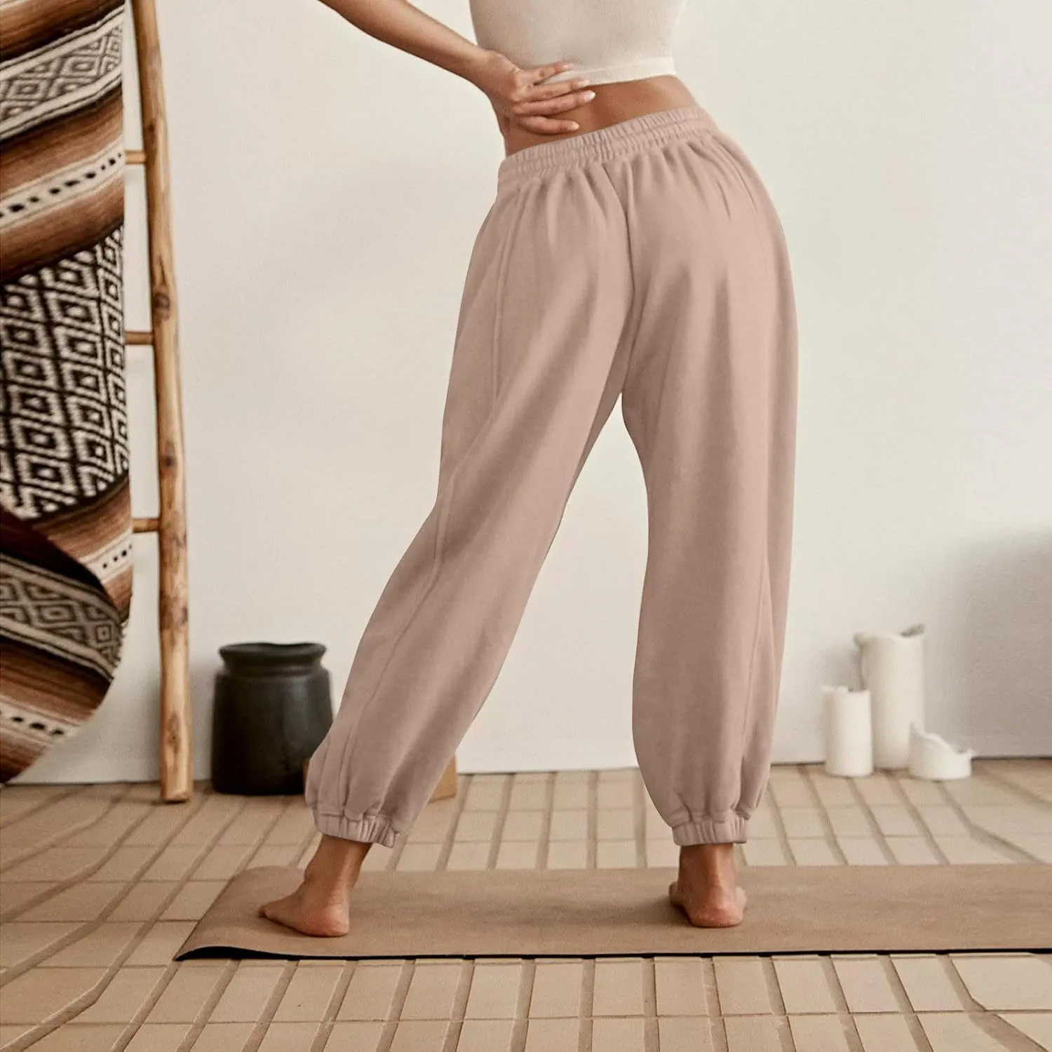 Sweatpants for Women Gym Fall Workout Jogger Pants High Waist Drawstring Athletic Trousers Pants Long with Pocket